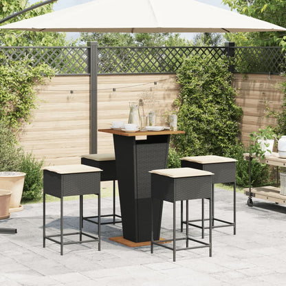 5-Tlg. Gartenbar-Set Mit Kissen Poly Rattan