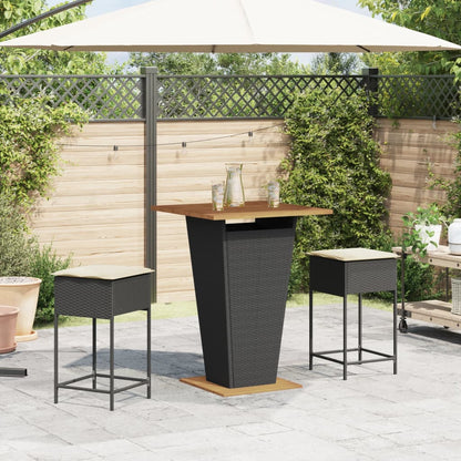 3-Tlg. Gartenbar-Set Mit Kissen Poly Rattan