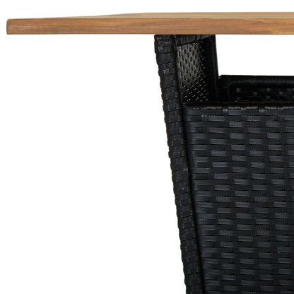 3-Tlg. Gartenbar-Set Mit Kissen Poly Rattan