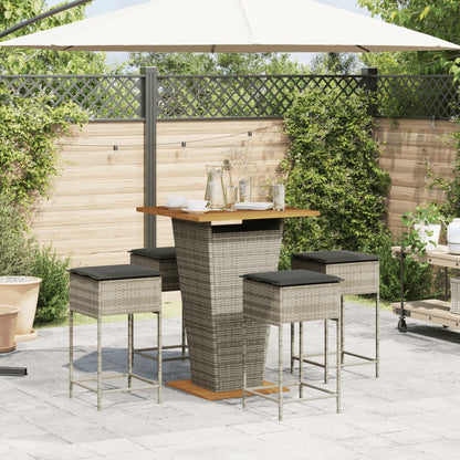 5-Tlg. Gartenbar-Set Mit Kissen Poly Rattan