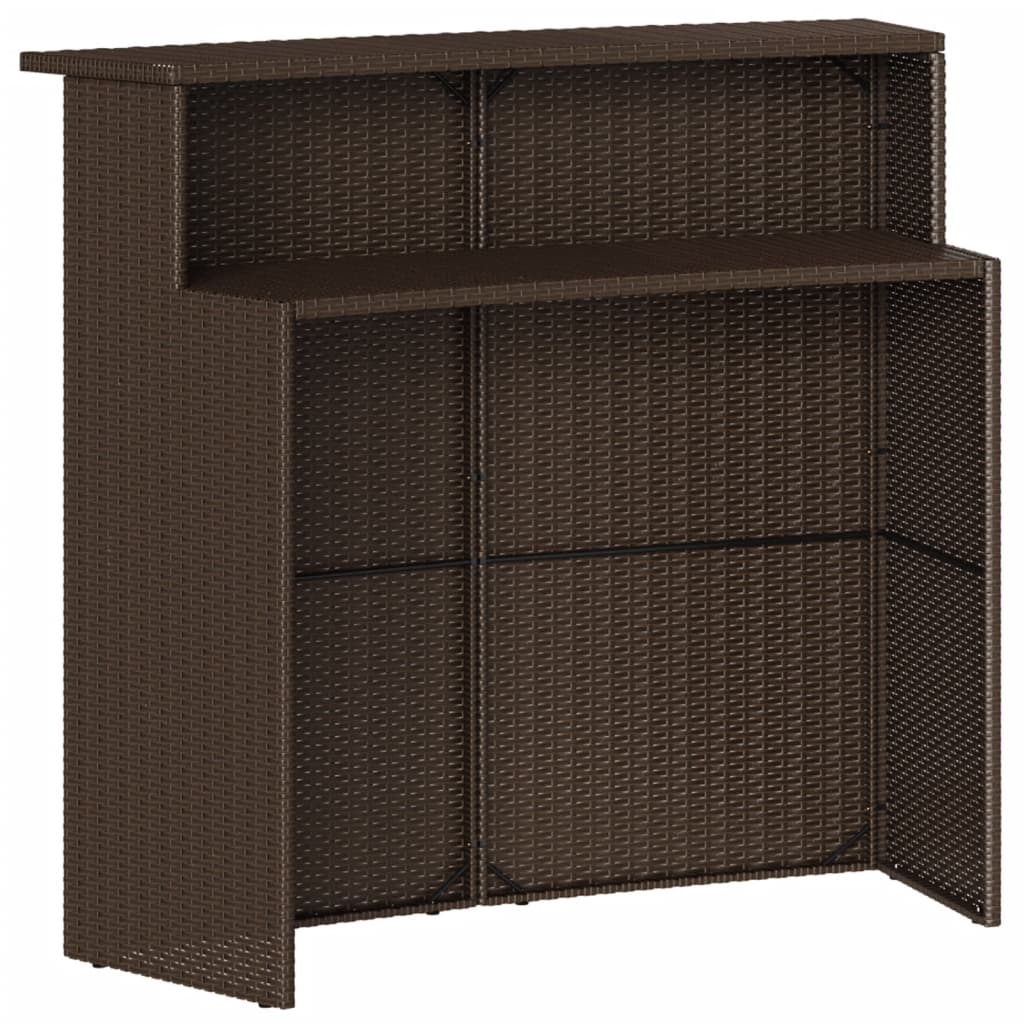 3-Tlg. Gartenbar-Set Mit Kissen Poly Rattan