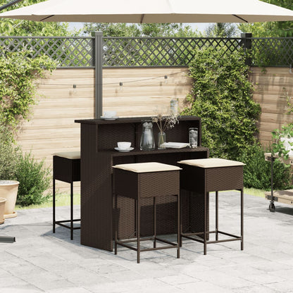 5-Tlg. Gartenbar-Set Mit Kissen Poly Rattan