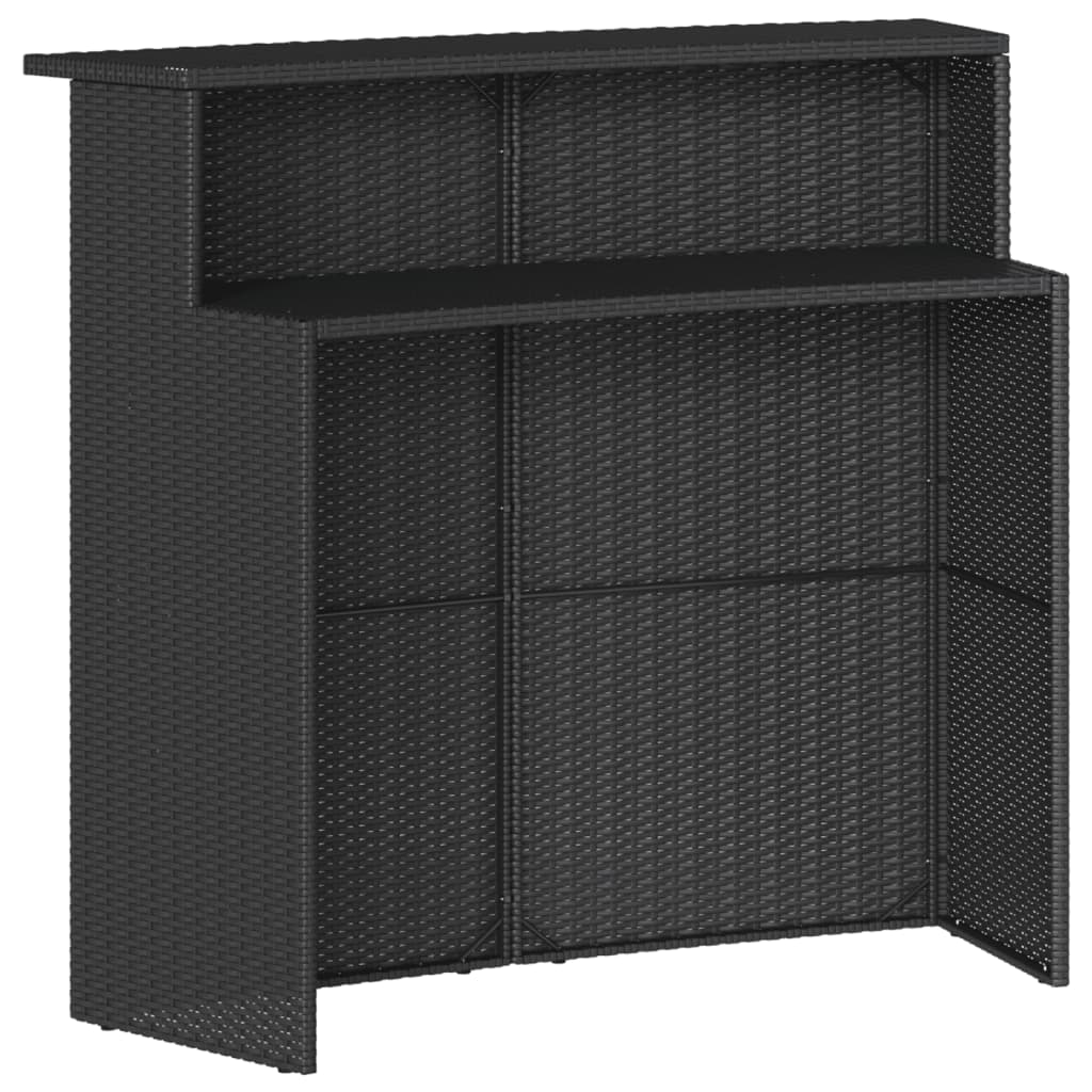 3-Tlg. Gartenbar-Set Mit Kissen Poly Rattan