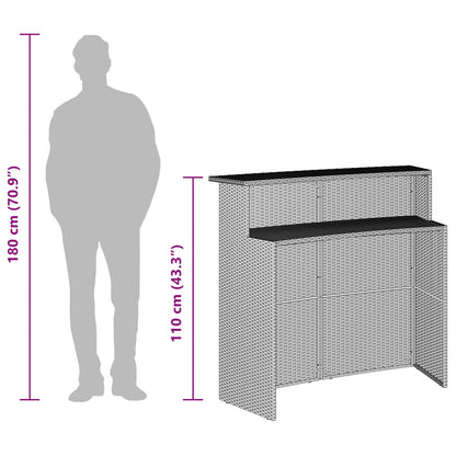 3-Tlg. Gartenbar-Set Mit Kissen Poly Rattan