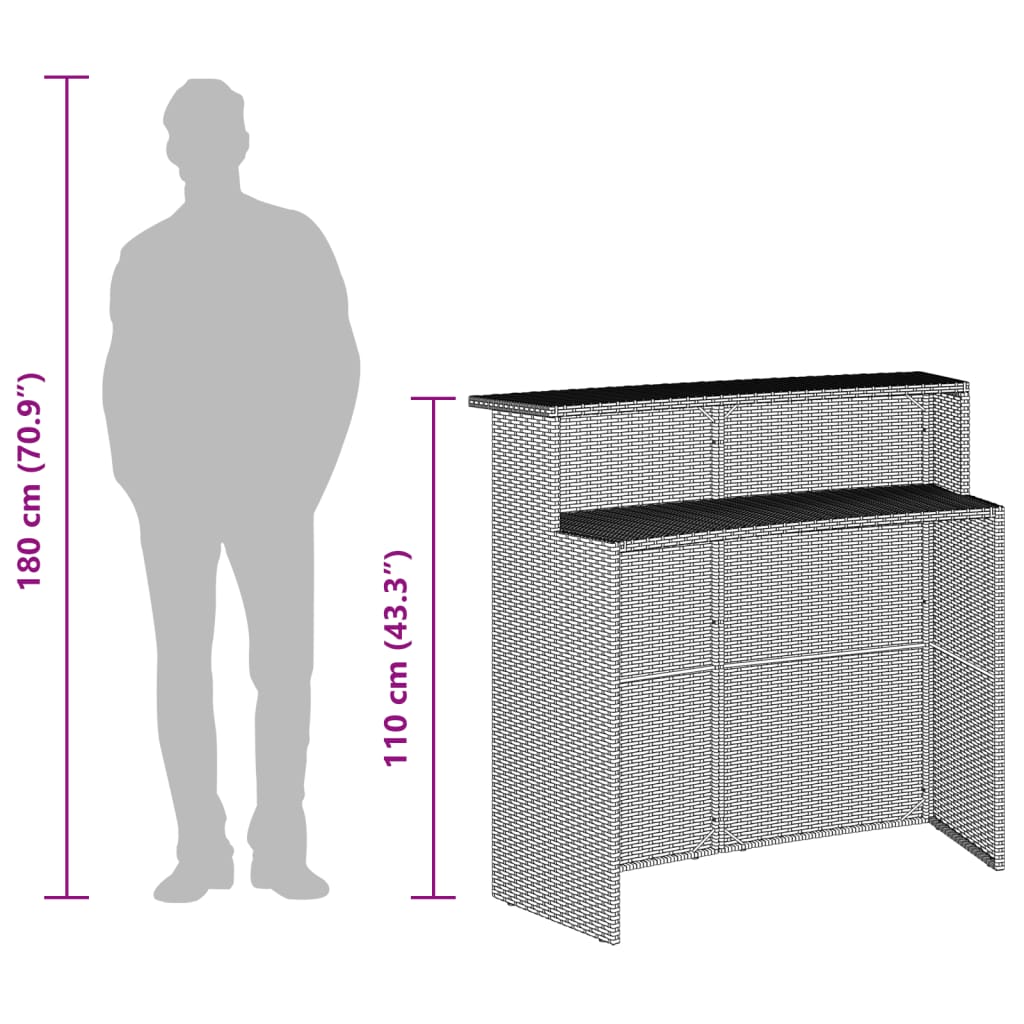 5-Tlg. Gartenbar-Set Mit Kissen Poly Rattan