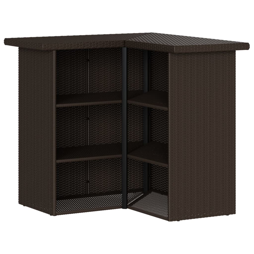 3-Tlg. Gartenbar-Set Mit Kissen Poly Rattan