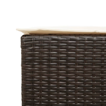 3-Tlg. Gartenbar-Set Mit Kissen Poly Rattan