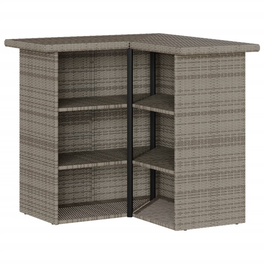 3-Tlg. Gartenbar-Set Mit Kissen Poly Rattan