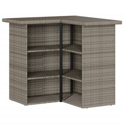 3-Tlg. Gartenbar-Set Mit Kissen Poly Rattan