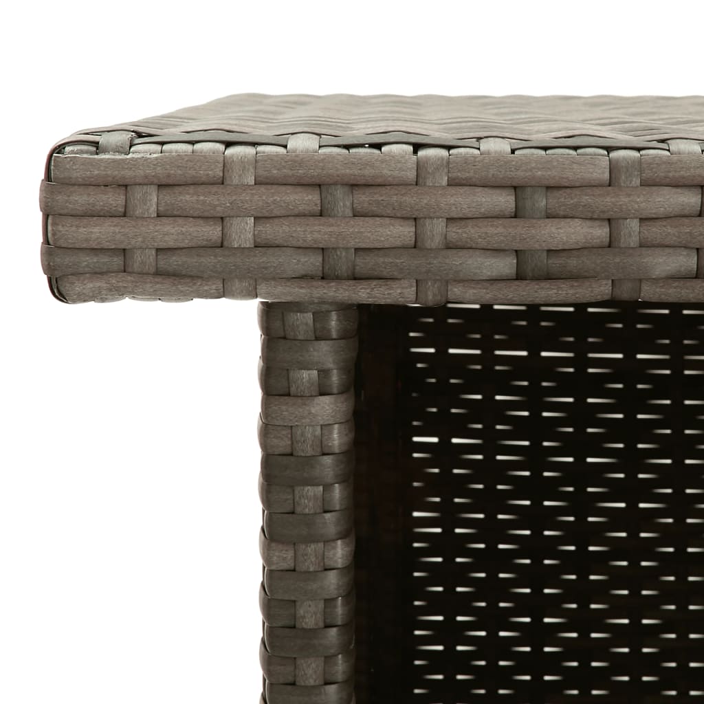 3-Tlg. Gartenbar-Set Mit Kissen Poly Rattan