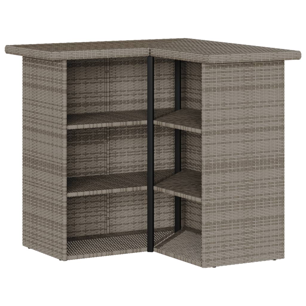 5-Tlg. Gartenbar-Set Mit Kissen Poly Rattan