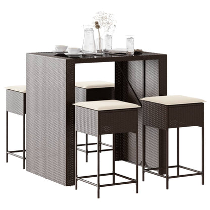 5-Tlg. Gartenbar-Set Mit Kissen Poly Rattan