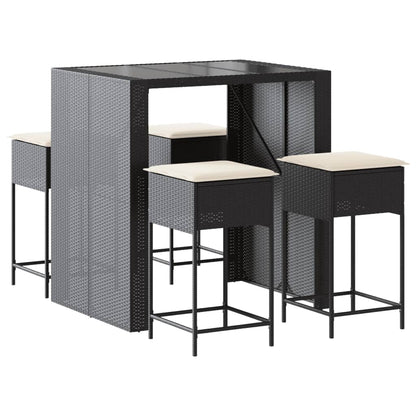 5-Tlg. Gartenbar-Set Mit Kissen Poly Rattan