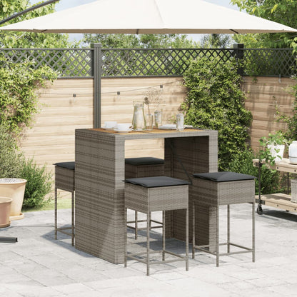 5-Tlg. Gartenbar-Set Mit Kissen Poly Rattan