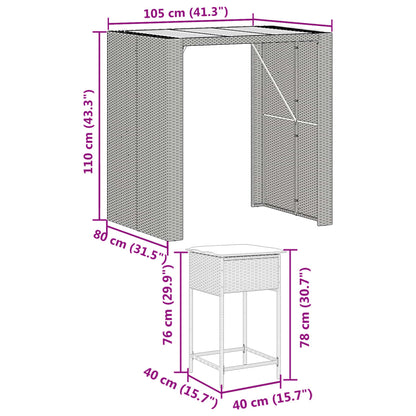5-Tlg. Gartenbar-Set Mit Kissen Poly Rattan