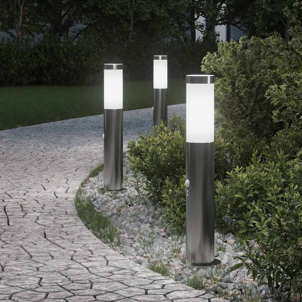 Pollerleuchten Mit Sensor 3Er 50 Cm Edelstahl Ip44
