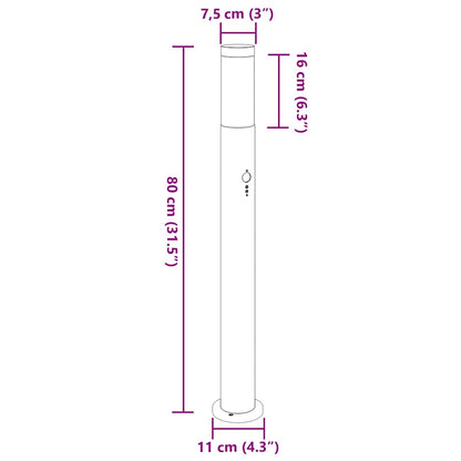 Pollerleuchten Mit Sensor 3Er 80 Cm Edelstahl Ip44