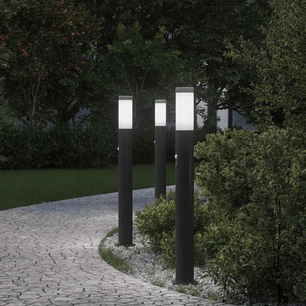 Pollerleuchten Mit Sensor 3Er 80 Cm Edelstahl Ip44