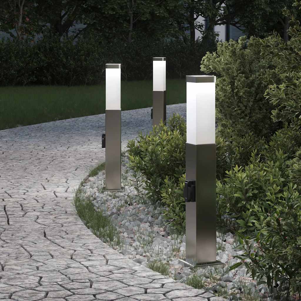 Pollerleuchten Mit Auslass 3 Stk. 50 Cm Edelstahl Ip44