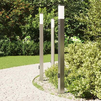 Pollerleuchten Mit Sensor&Steckdose 3 Stk. 110 Cm Edelstahl Ip44