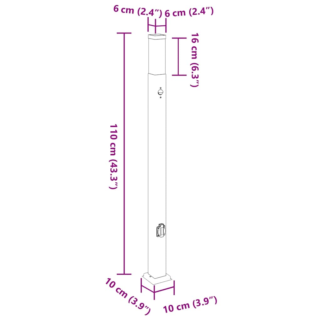 Pollerleuchten Mit Sensor&Steckdose 3 Stk. 110 Cm Edelstahl Ip44