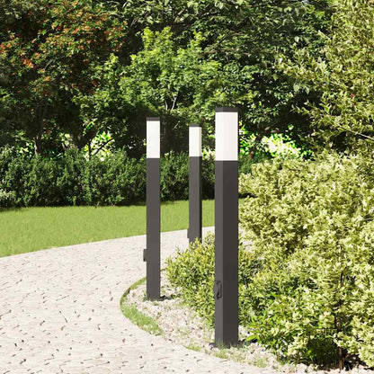 Pollerleuchten Mit Steckdose 3 Stk. 80 Cm Schwarz Ip44
