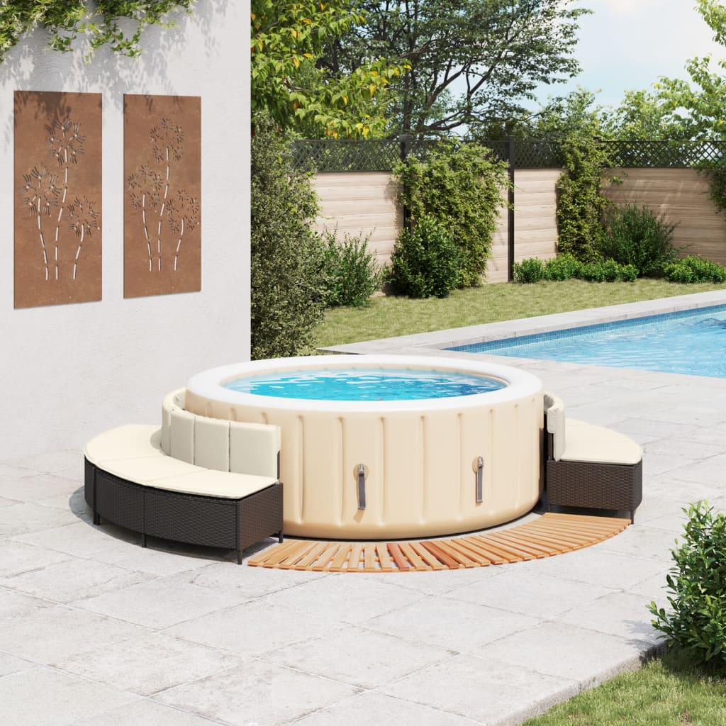 Whirlpool-Umrandung Poly-Rattan Und Massivholz Akazie