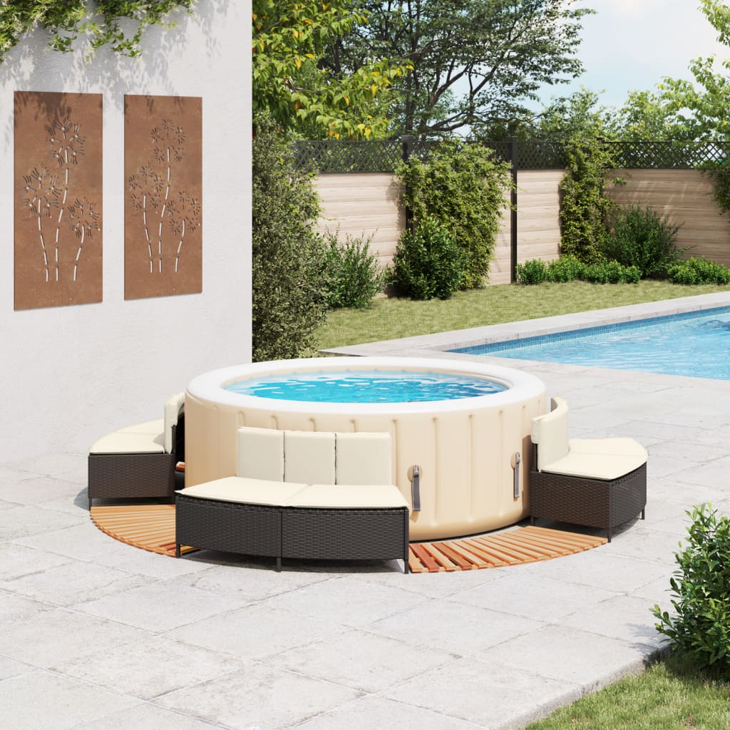 Whirlpool-Umrandung Poly-Rattan Und Massivholz Akazie