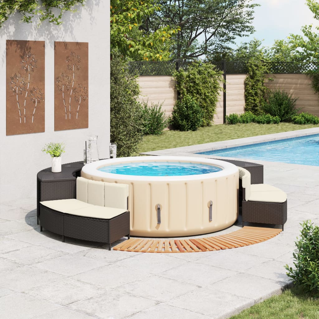Whirlpool-Umrandung Poly-Rattan Und Massivholz Akazie