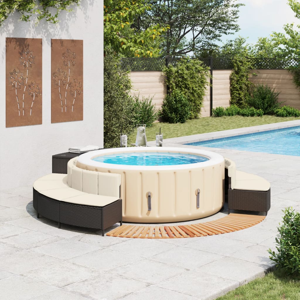 Whirlpool-Umrandung Poly-Rattan Und Massivholz Akazie
