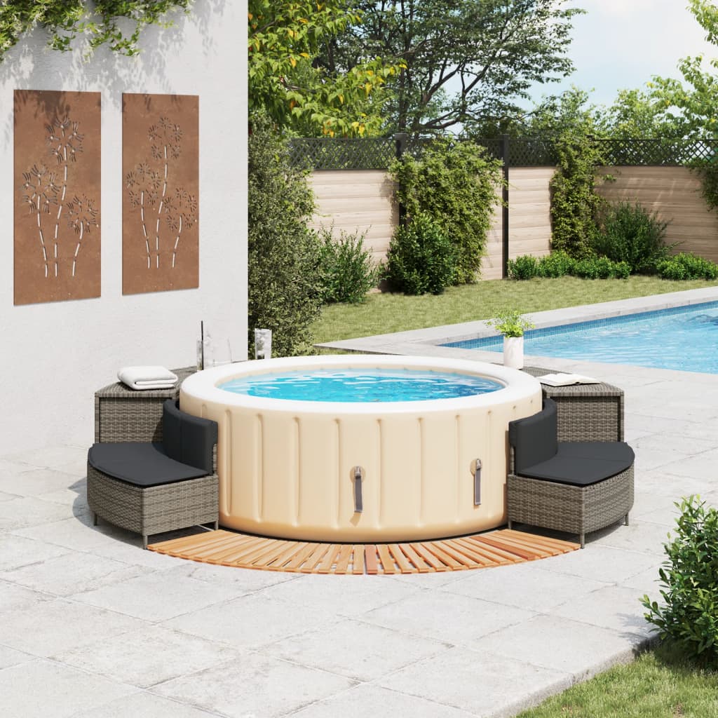 Whirlpool-Umrandung Poly Rattan Und Massivholz Akazie