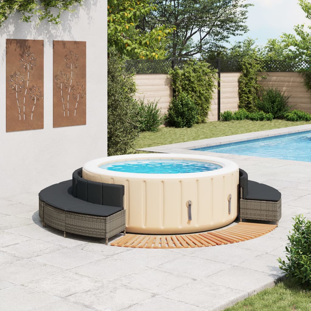 Whirlpool-Umrandung Poly Rattan Und Massivholz Akazie