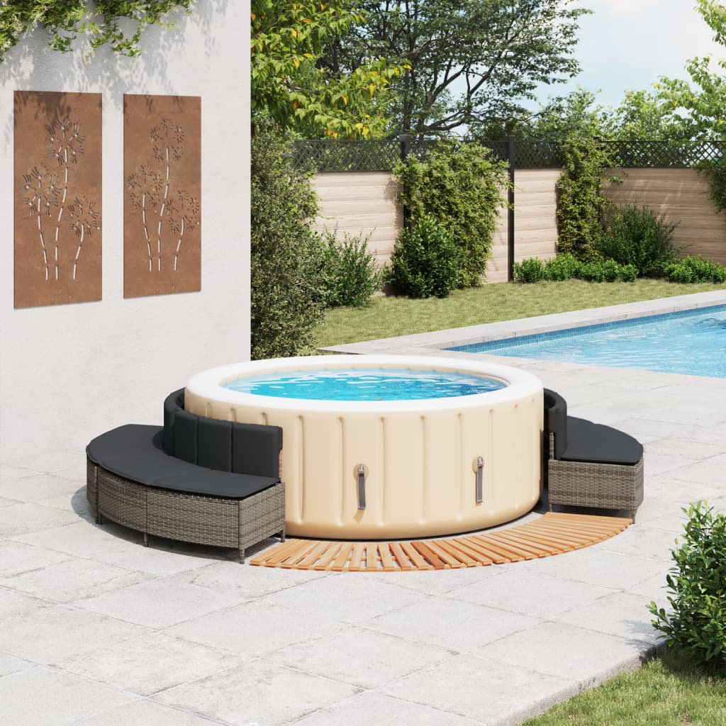 Whirlpool-Umrandung Poly Rattan Und Massivholz Akazie