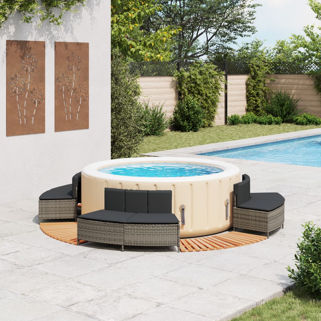 Whirlpool-Umrandung Poly Rattan Und Massivholz Akazie