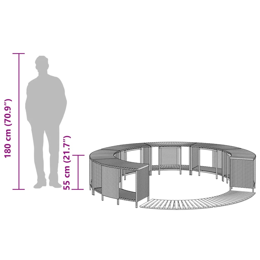 Whirlpool-Umrandung Poly Rattan Und Massivholz Akazie