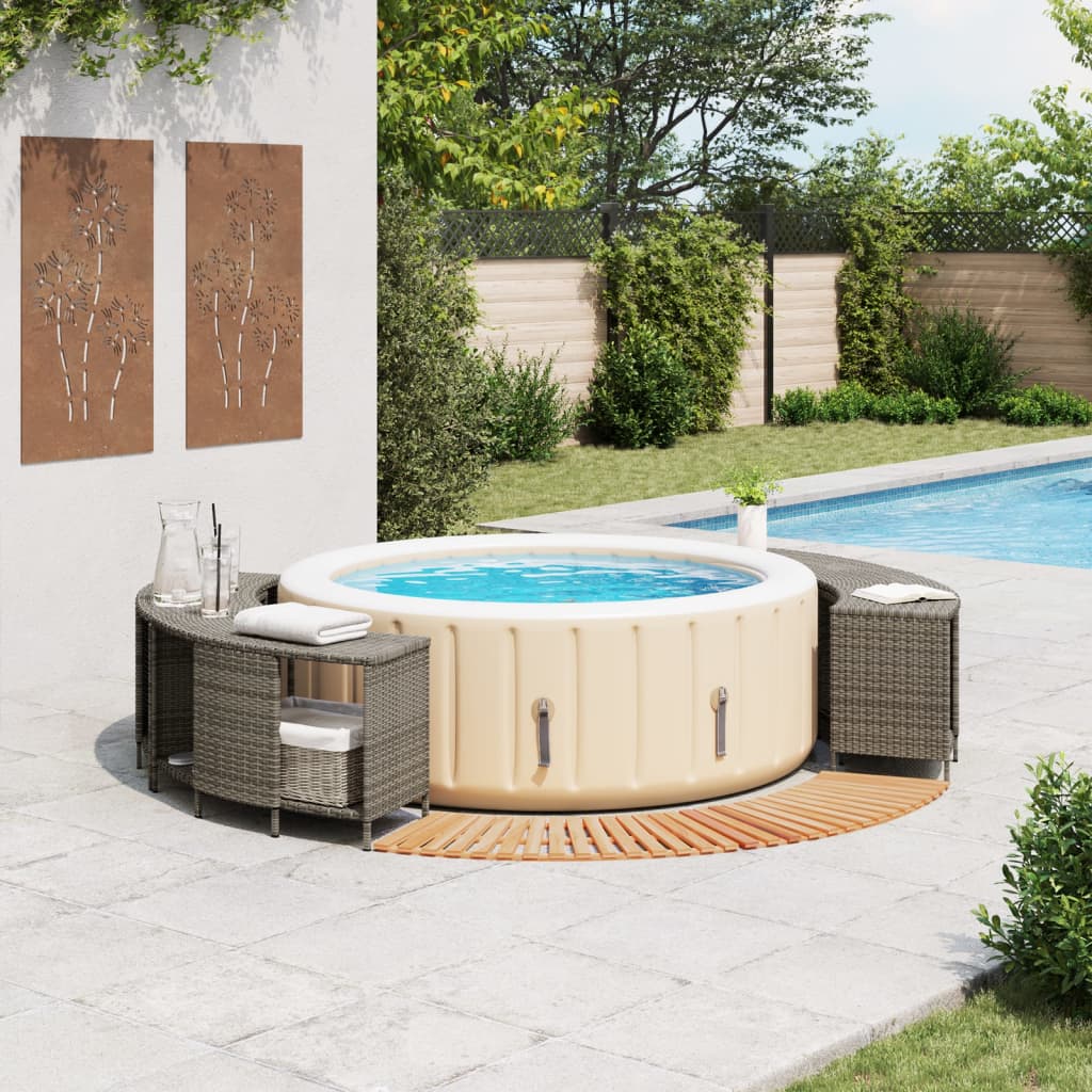 Whirlpool-Umrandung Poly Rattan Und Massivholz Akazie