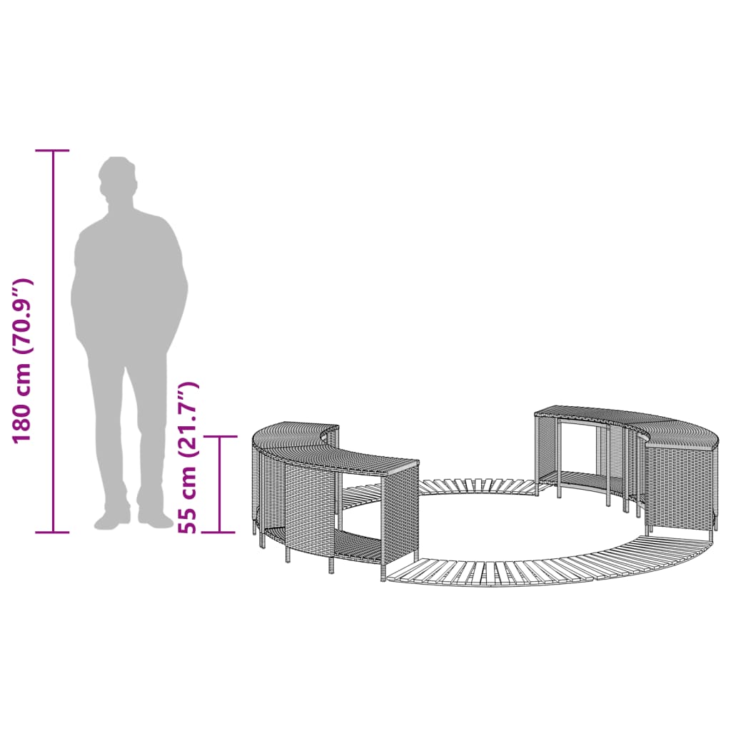Whirlpool-Umrandung Poly Rattan Und Massivholz Akazie
