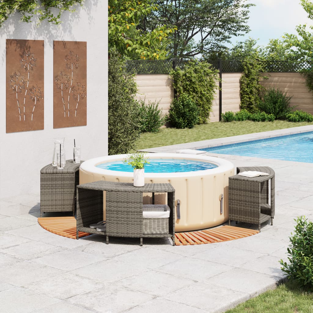 Whirlpool-Umrandung Poly Rattan Und Massivholz Akazie