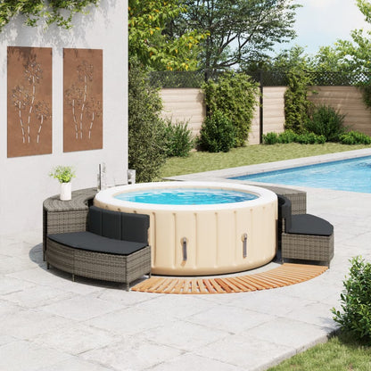 Whirlpool-Umrandung Poly Rattan Und Massivholz Akazie