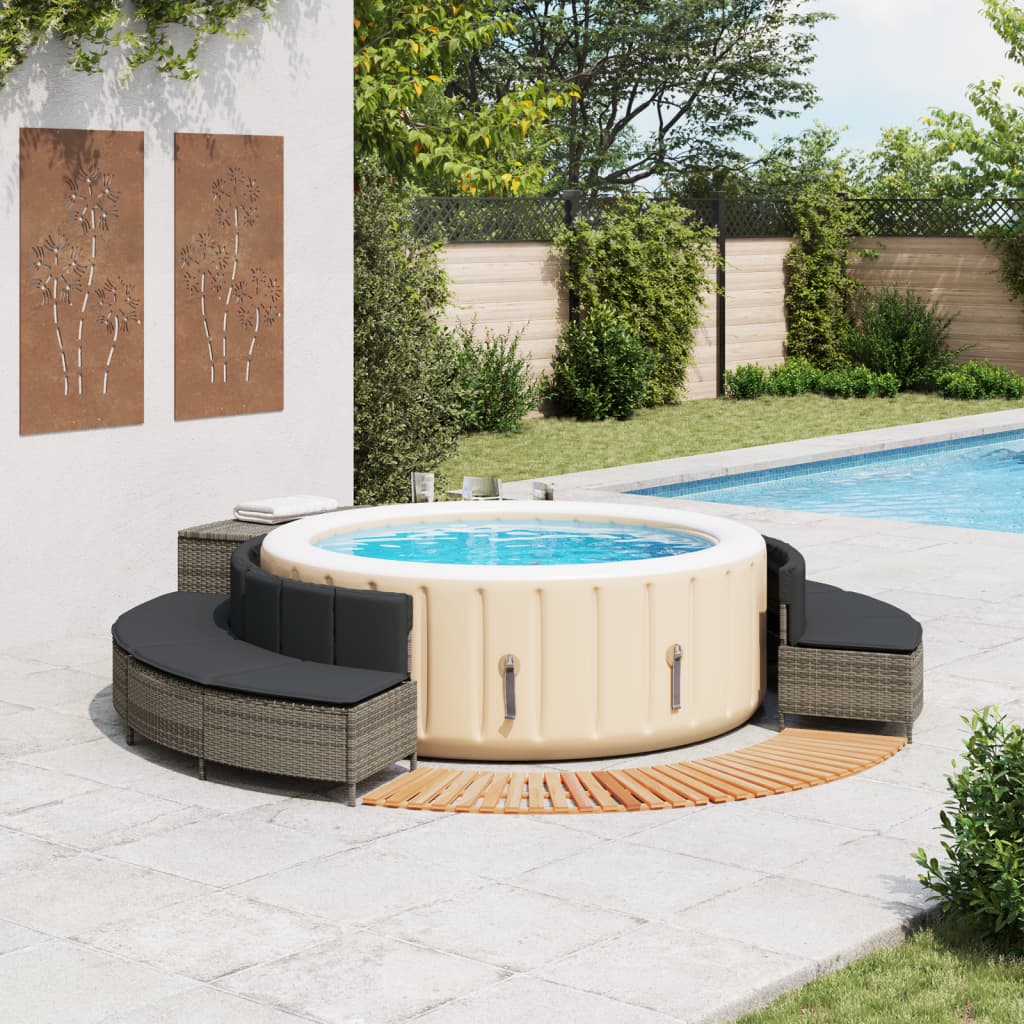 Whirlpool-Umrandung Poly Rattan Und Massivholz Akazie
