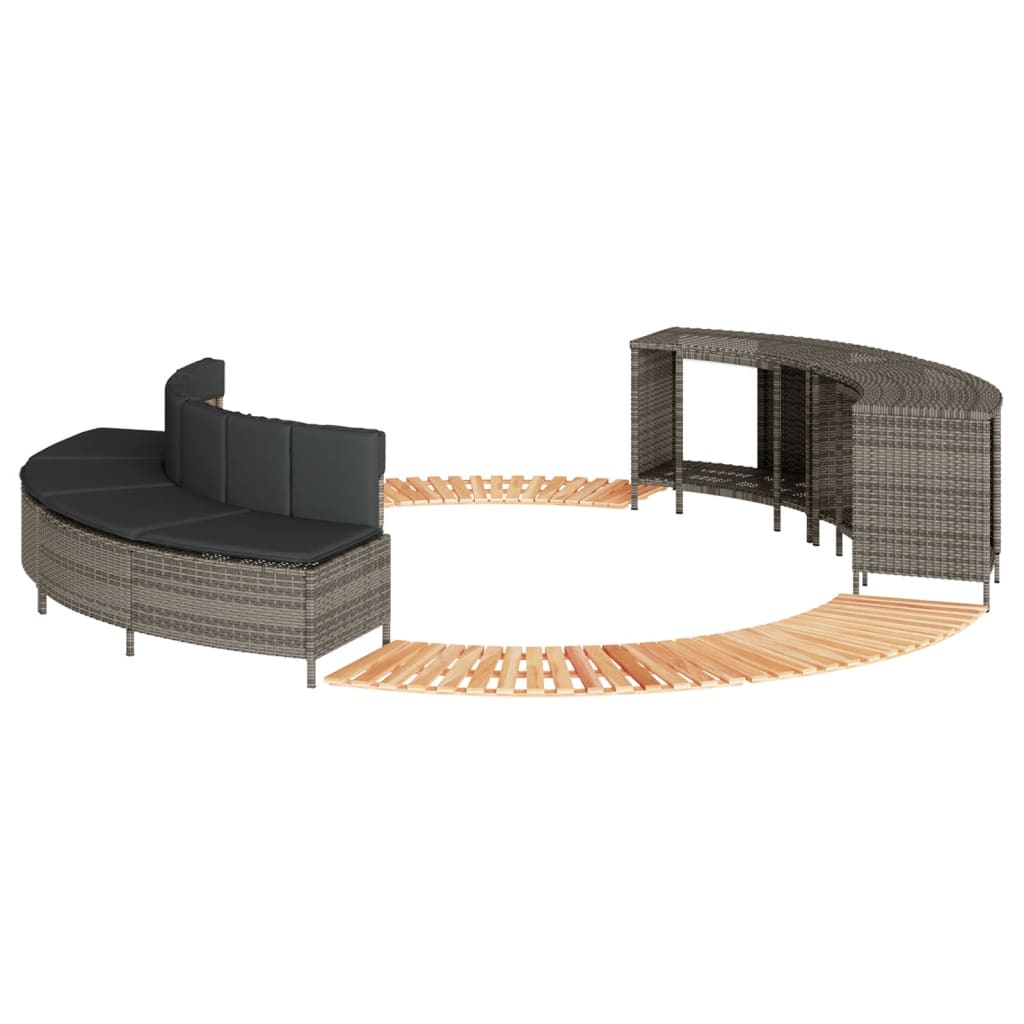 Whirlpool-Umrandung Poly Rattan Und Massivholz Akazie
