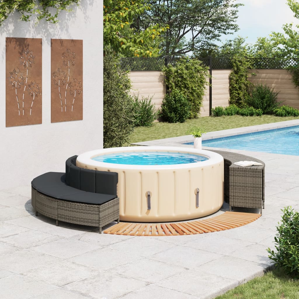 Whirlpool-Umrandung Poly Rattan Und Massivholz Akazie