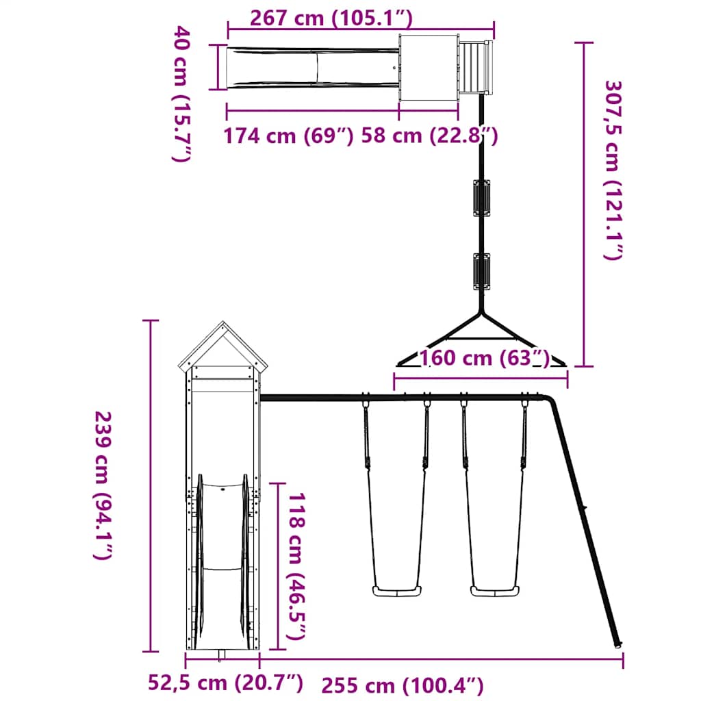 Spielturm Imprägniertes Kiefernholz