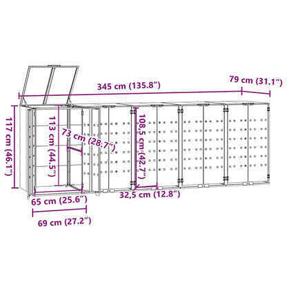 Mülltonnenbox Für 5 Tonnen 345X79X117 Cm Stahl
