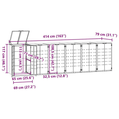 Mülltonnenbox Für 6 Tonnen 414X79X117 Cm Stahl