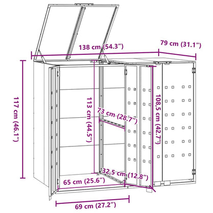 Mülltonnenbox Für 2 Tonnen 138X79X117 Cm Stahl