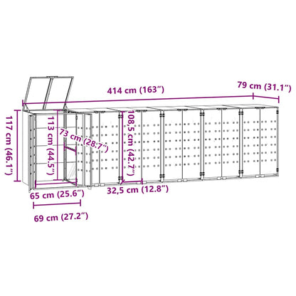Mülltonnenbox Für 6 Tonnen 414X79X117 Cm Stahl