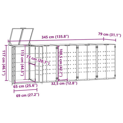 Mülltonnenbox Für 5 Tonnen 345X79X117 Cm Stahl