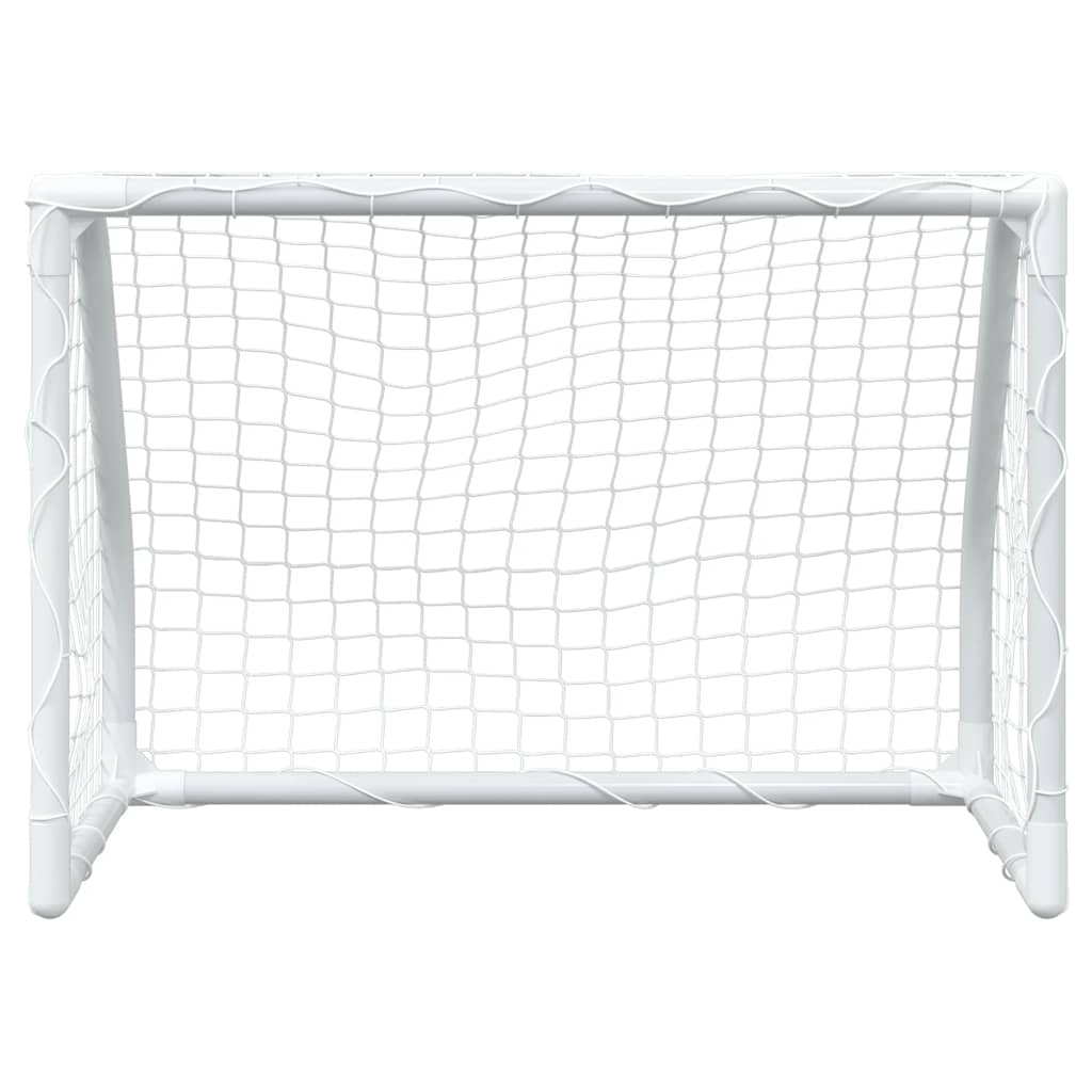 Fußballtore Für Kinder 2 Stk. Mit Ball Weiß 64X35X48 Cm Metall