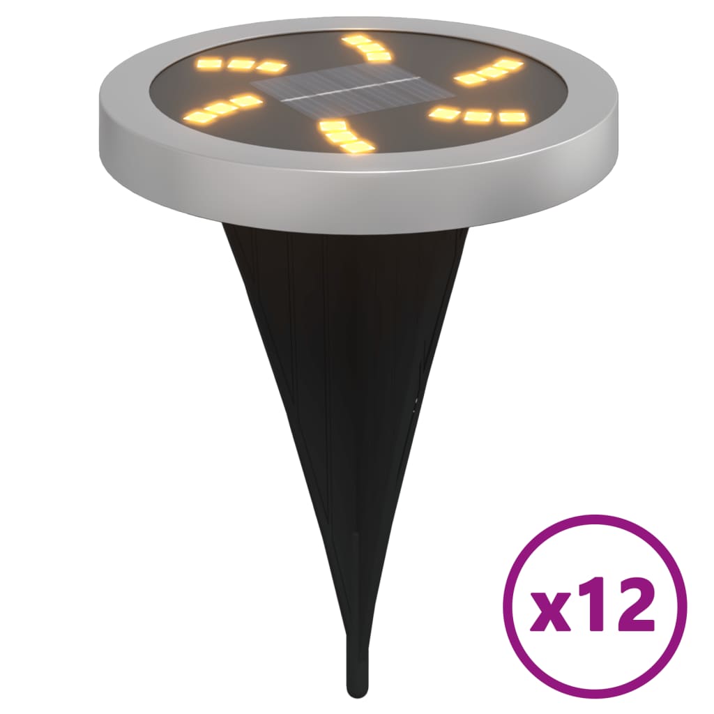 Solar-Bodenleuchten Mit Erdspieß 12 Stk. Warmweiß